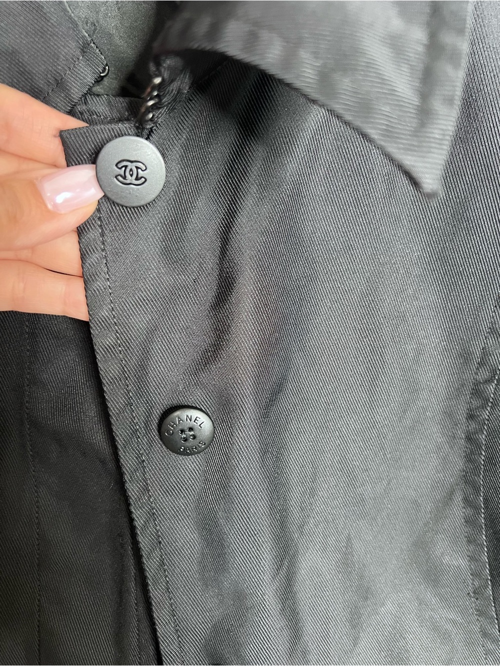 Chanel Jacket Women's Size 4 Vintage Nylon Trench Coat Style Button Front C3 - Picture 4 of 16